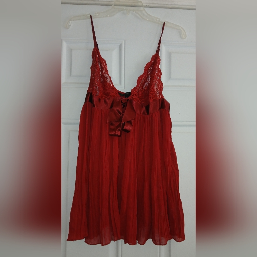 VICTORIA'S SECRET Vintage Sexy Red Bow Slip Dress Victoria Hot ~ Size Large